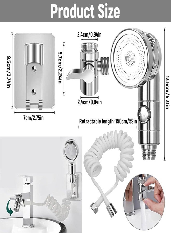 VishBin Shower Head, Hand Shower Set, External, Shower Head for Sink, Shower Head Set with Hose and Stand, Bathroom Installations for Washing Hair, Cleaning The Sink and Bidet - Image 4